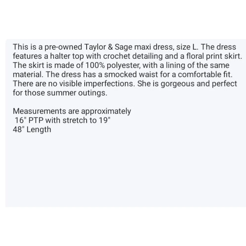 🌻 Taylor & Sage Maxi Dress Size L Crochet Floral Halter Colorful Pink Yellow - Picture 11 of 12